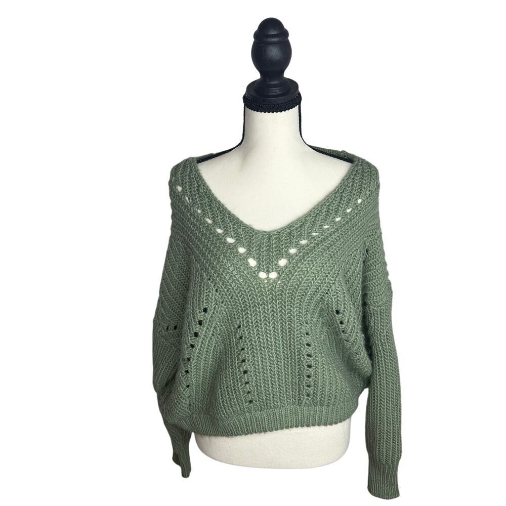 Aeropostale Chunky Knit Sweater Size L Oversized Cozy Sage Green